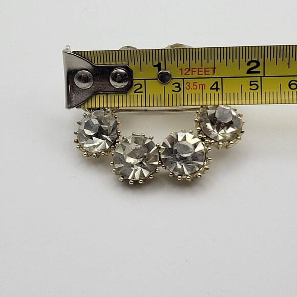 Vintage Wreath Brooch Clear Rhinestones Circle Round Large Prong Set - Picture 4 of 5